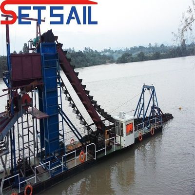 チェインバケット川砂採掘 掘削船 4kw X 3-10kw X3移動装置