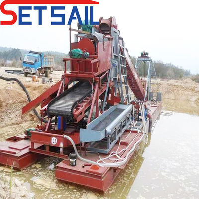 チェインバケット川砂採掘 掘削船 4kw X 3-10kw X3移動装置