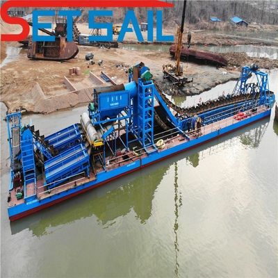 川の砂と金のためのチェーンバケツ砂掘削機 掘削深さ8m-28m 高容量